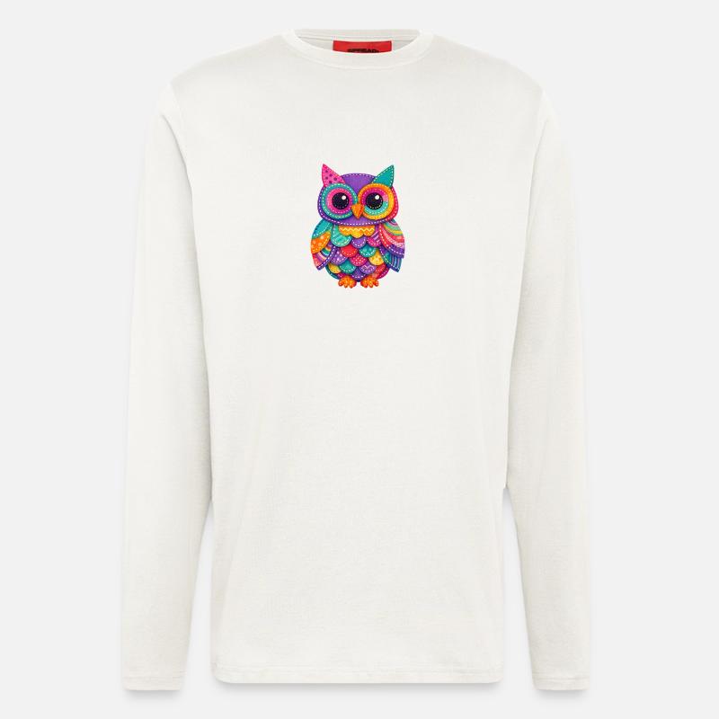 Patchwork Owl Magic - Longsleeve - made by SPREAD  - OFF WHITE