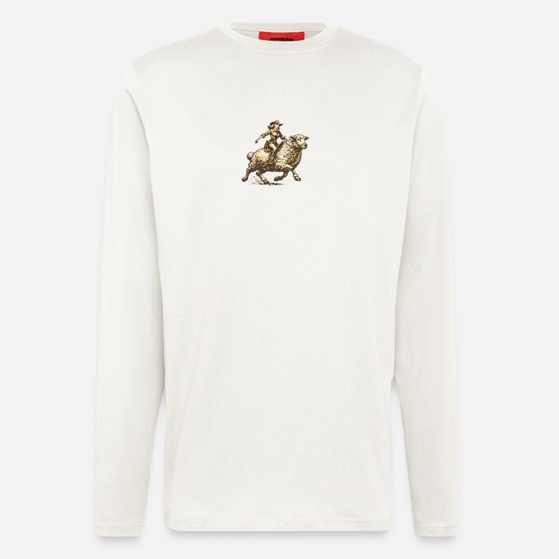 Western Reiter auf Schaf - Langarmshirt - made by SPREAD  - OFF WHITE