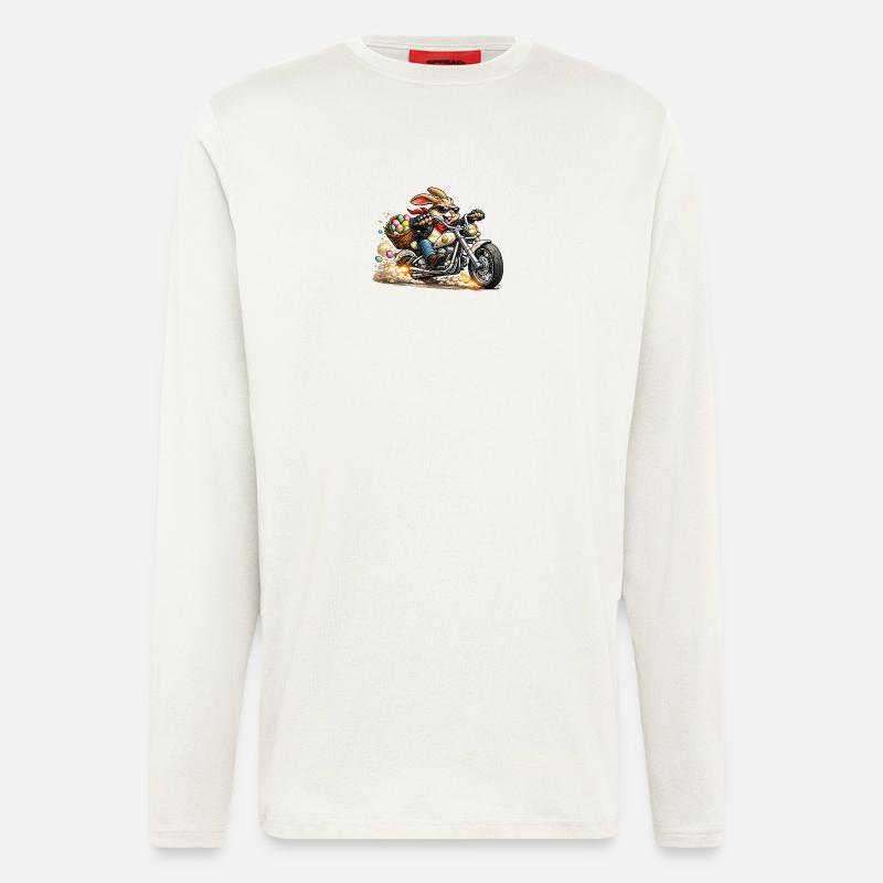 Osterhase auf Motorrad - Langarmshirt - made by SPREAD  - OFF WHITE