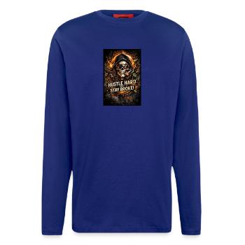 Hustle Hard oder Stay Broke - Langarmshirt - made by SPREAD  - OFF WHITE - Vorne