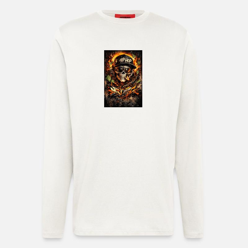 Hip Hop Fire Skull Graffiti - Longsleeve - made by SPREAD  - OFF WHITE