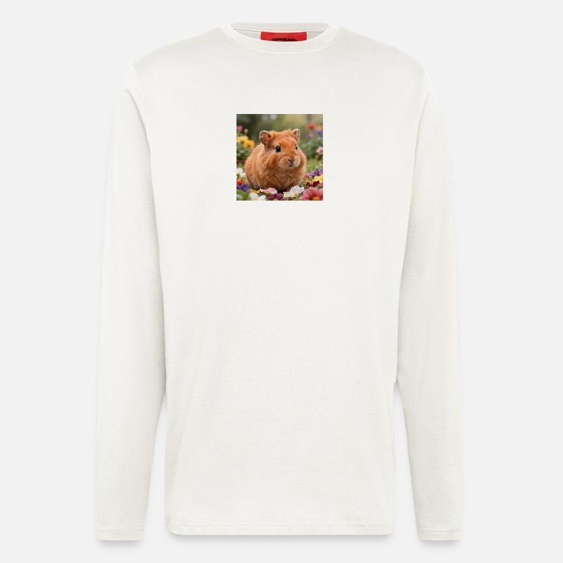 Rêve de hamster fleuri - Manches longues bio décontracté fabriqué en UE - OFF WHITE