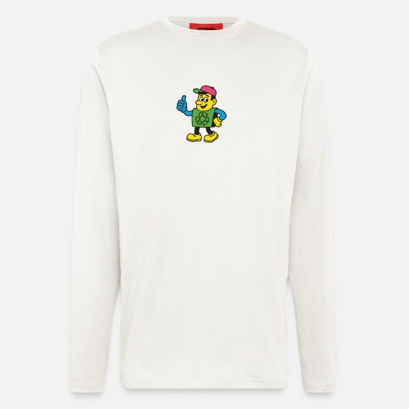 Recycle Hero Maskottchen-Tee - Langarmshirt - made by SPREAD  - OFF WHITE