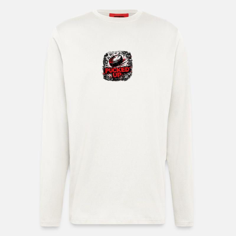Punk graffitier déformé - Manches longues bio décontracté fabriqué en UE - OFF WHITE