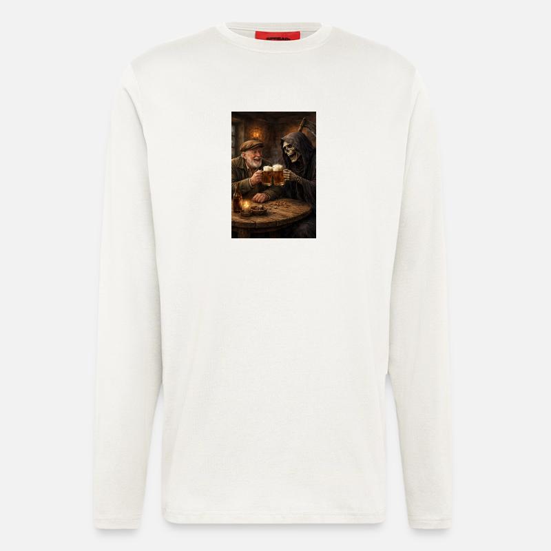 Bier trinken mit dem Tod - Langarmshirt - made by SPREAD  - OFF WHITE