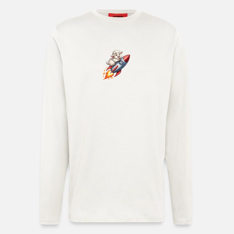 Wool sheep on rocket flight - Longsleeve - made by SPREAD  - OFF WHITE