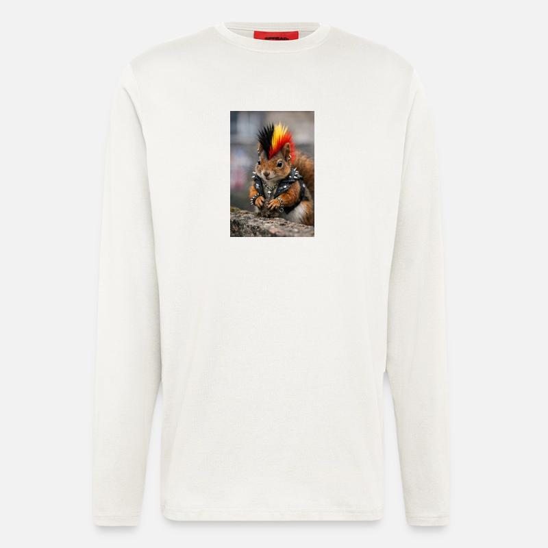 Punk Eichhörnchen mit Lederweste - Langarmshirt - made by SPREAD  - OFF WHITE