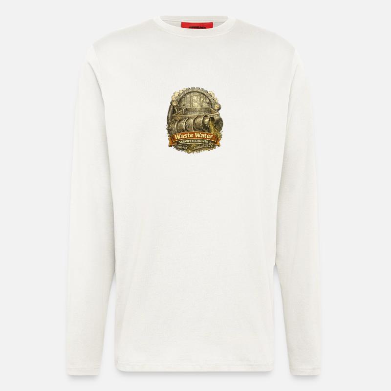 Waste Water Service-Techniker Steampunk - Langarmshirt - made by SPREAD  - OFF WHITE