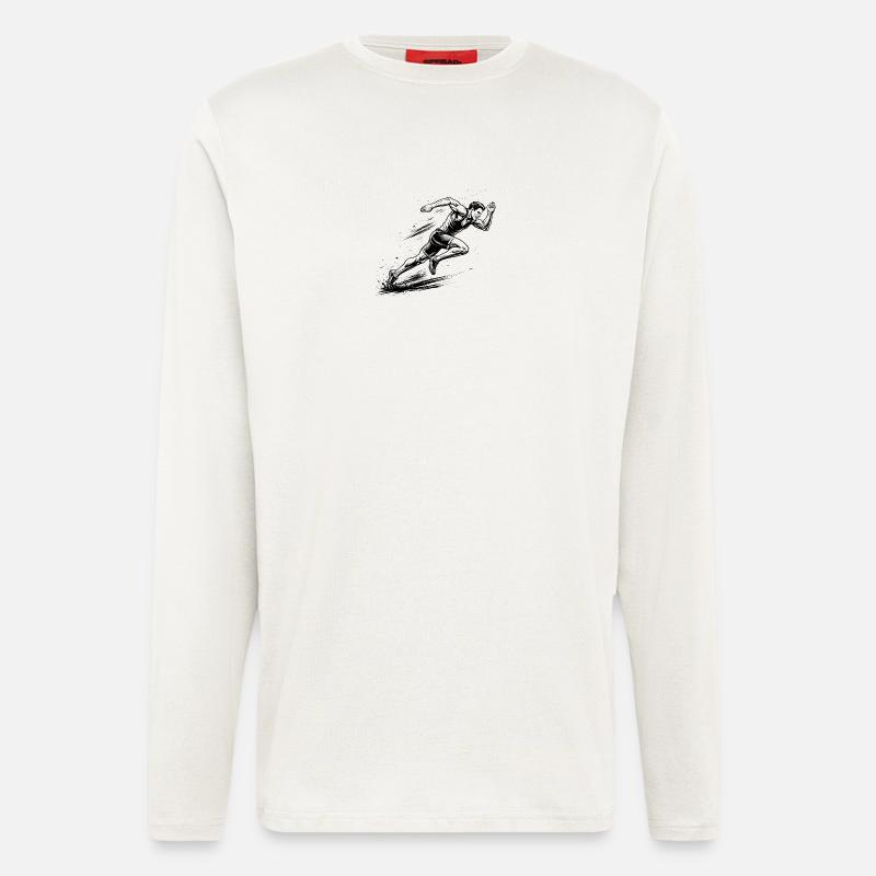 100m Sprinter im Comic-Ink Stil - Langarmshirt - made by SPREAD  - OFF WHITE