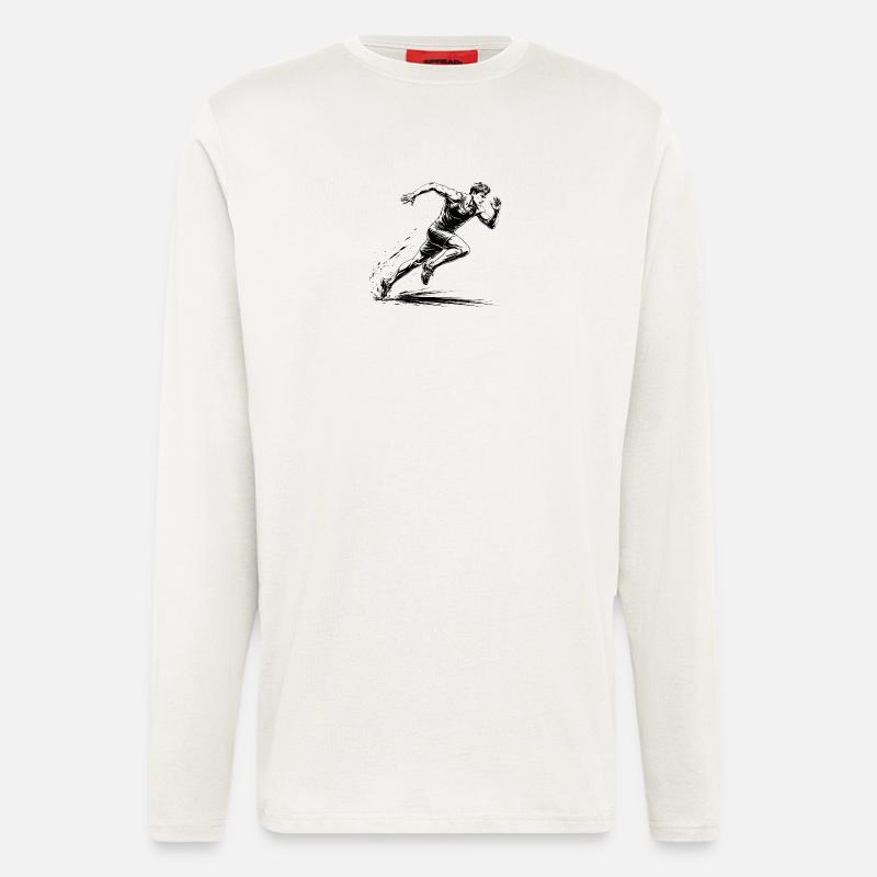 100m Sprinter Action Illustration - Langarmshirt - made by SPREAD  - OFF WHITE