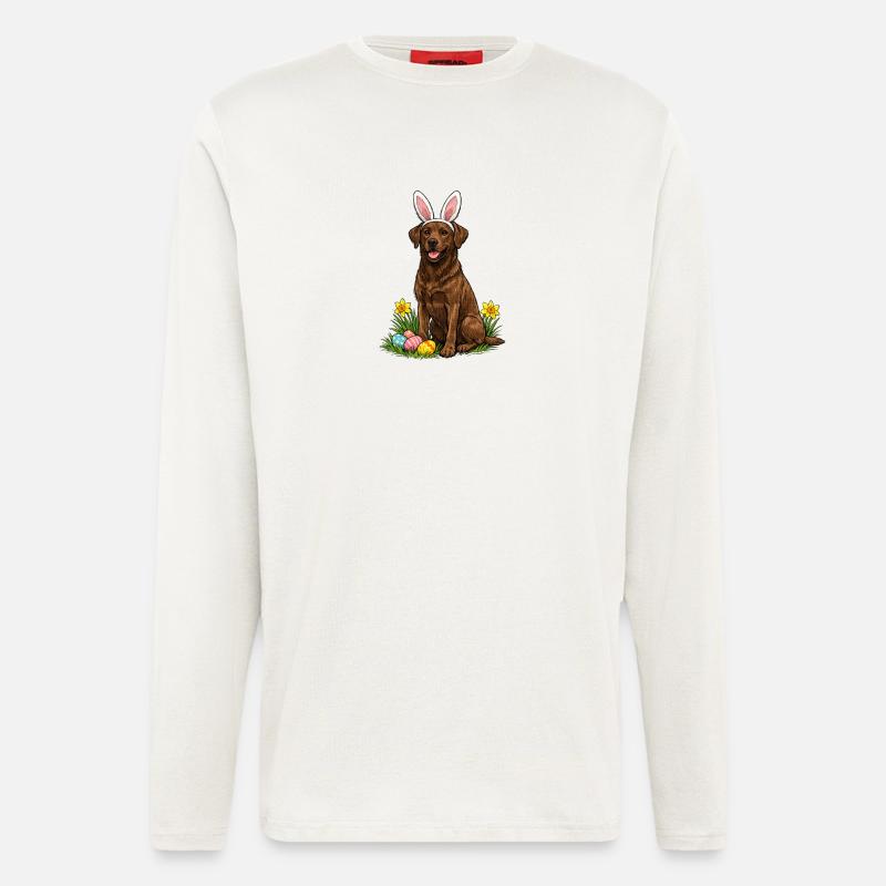 Osterlabrador mit Hasenohren - Langarmshirt - made by SPREAD  - OFF WHITE