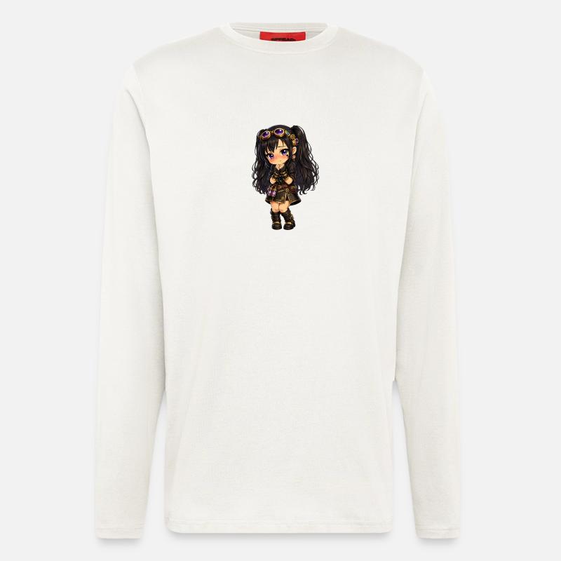 Steampunk chibi Luna mit Lila Glanz - Langarmshirt - made by SPREAD - OFF WHITE