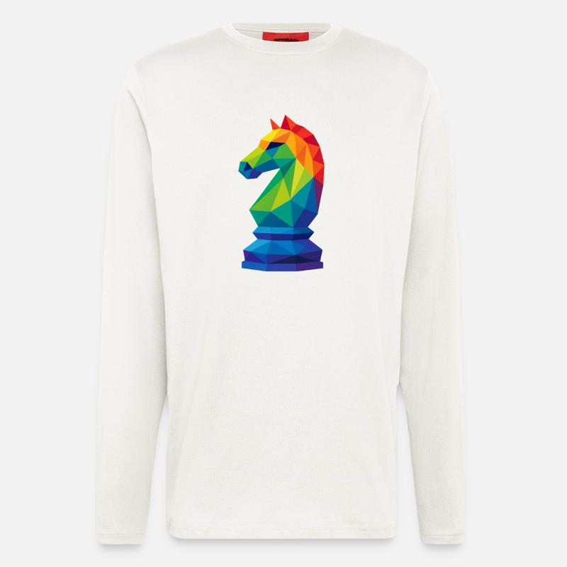 Cavalier Low-Poly : La Maîtrise Tactique - Manches longues bio décontracté fabriqué en UE - OFF WHITE