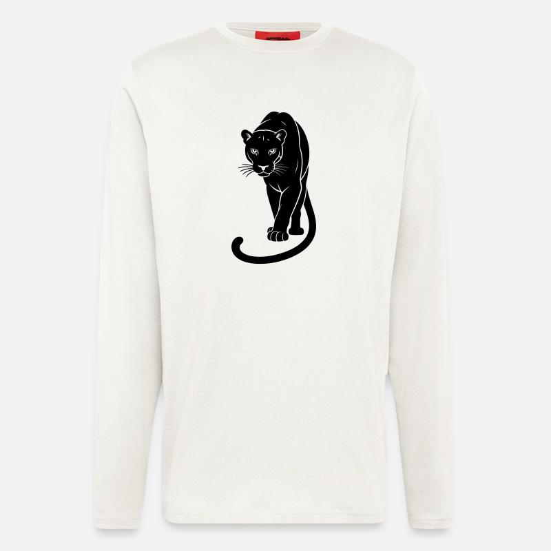 Schwarzer Jaguar - Langarmshirt - made by SPREAD  - OFF WHITE