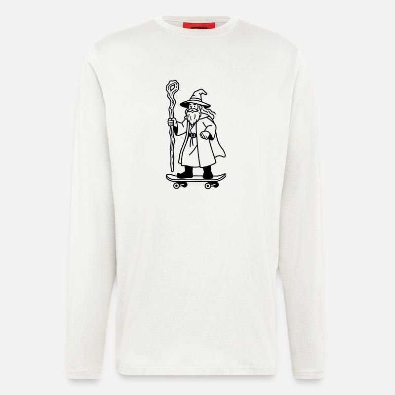 Zauberer auf Skateboard - Langarmshirt - made by SPREAD  - OFF WHITE