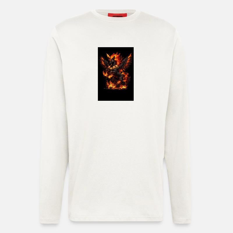 Feuerpegasus mit Blumenkranz - Langarmshirt - made by SPREAD - OFF WHITE