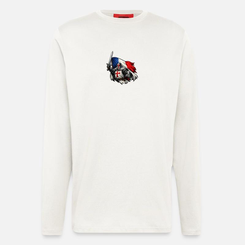 Logo templier - Manches longues bio décontracté fabriqué en UE - OFF WHITE