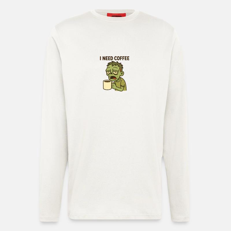 Zombie Coffee – I Need Coffee - Longsleeve - made by SPREAD  - OFF WHITE