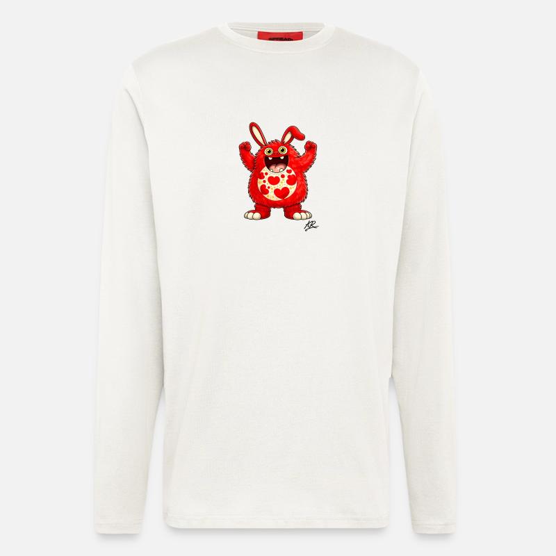 Red Rabbit Happy Heart - Longsleeve - made by SPREAD  - OFF WHITE