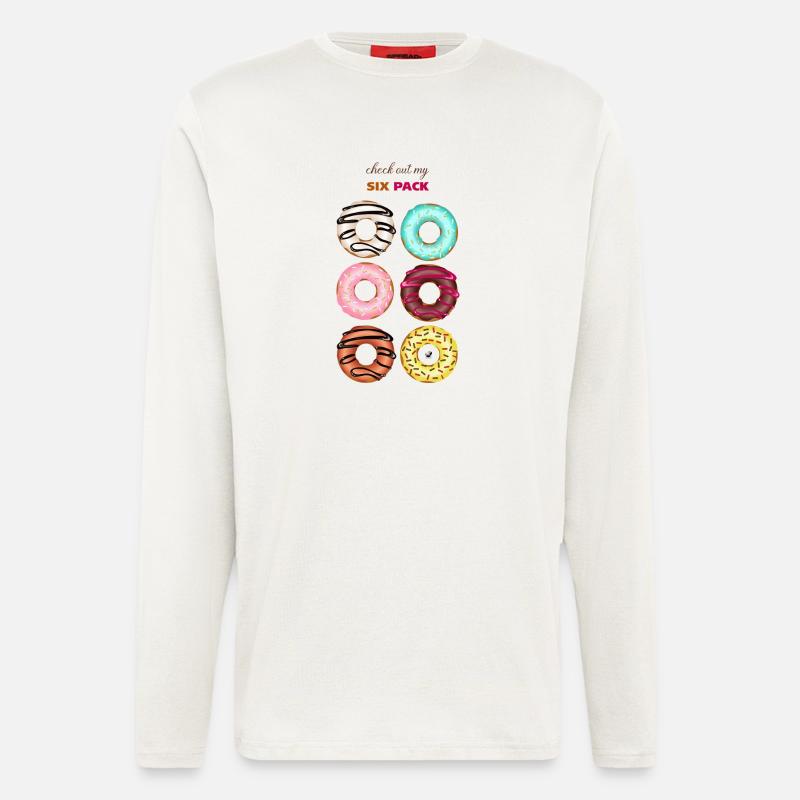 Six glazed donuts illustration with inscription - Longsleeve - made by SPREAD - OFF WHITE