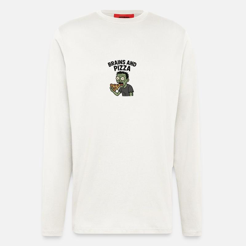 Zombie with pizza hunger - Longsleeve - made by SPREAD  - OFF WHITE