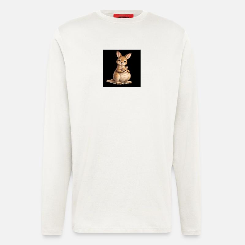 Mutter Känguru mit ihrem Baby - Langarmshirt - made by SPREAD - OFF WHITE