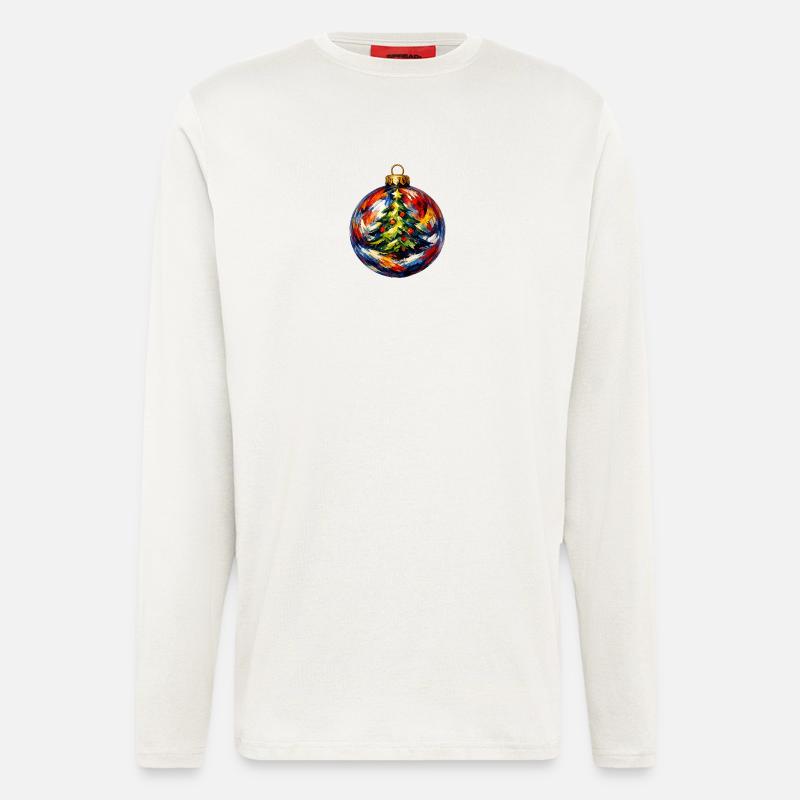 Weihnachtskugel mit Tannenbaummotiv - Langarmshirt - made by SPREAD - OFF WHITE