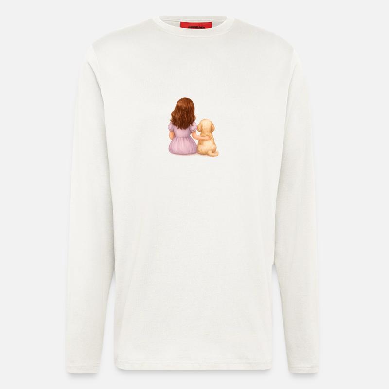 Kleines Mädchen mit Hund - Langarmshirt - made by SPREAD  - OFF WHITE