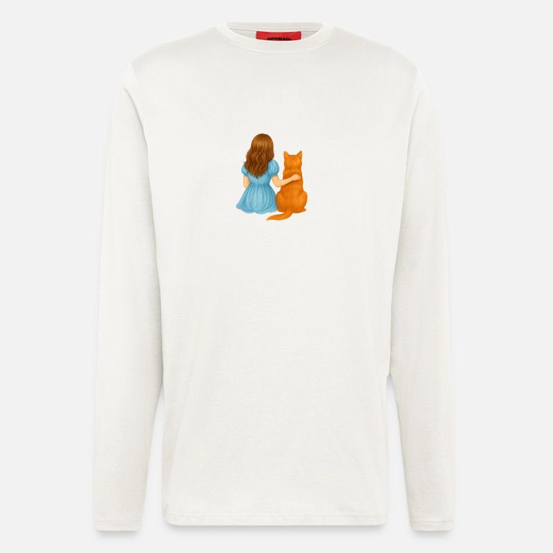 Seelenfreunde – Mädchen & Katze - Langarmshirt - made by SPREAD - OFF WHITE