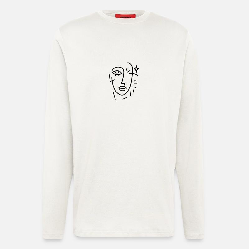 Avi Collection - one line face - Langarmshirt - made by SPREAD - OFF WHITE