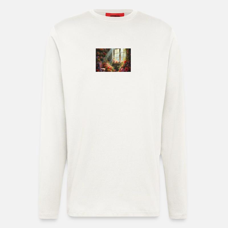 Fleur3 - Manches longues bio décontracté fabriqué en UE - OFF WHITE