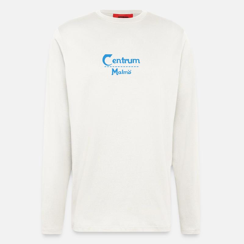 Centrum Malmö – Conception de texte bleu - Manches longues bio décontracté fabriqué en UE - OFF WHITE