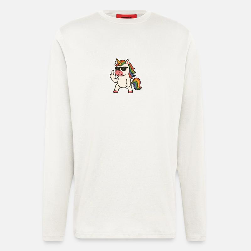 Mittelfinger Einhorn - Langarmshirt - made by SPREAD  - OFF WHITE