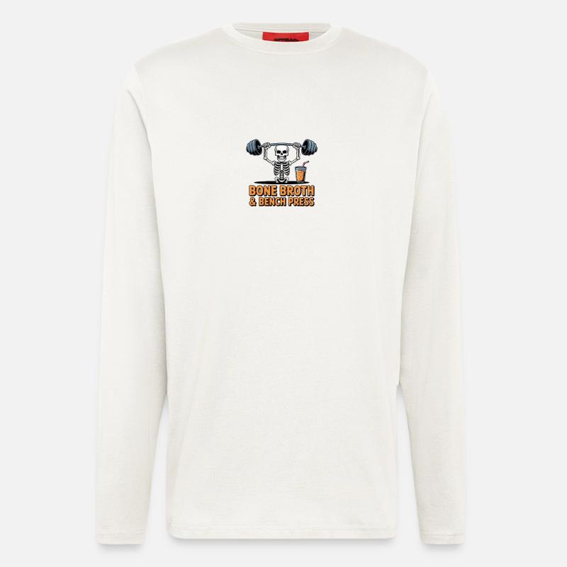 Bone Broth & Bench Press - Langarmshirt - made by SPREAD  - OFF WHITE