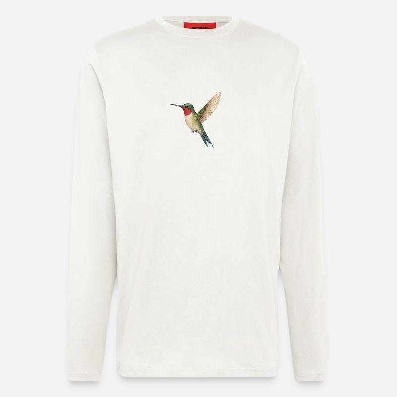 Ruby-throated hummingbird – nature meets elegance - Longsleeve - made by SPREAD  - OFF WHITE