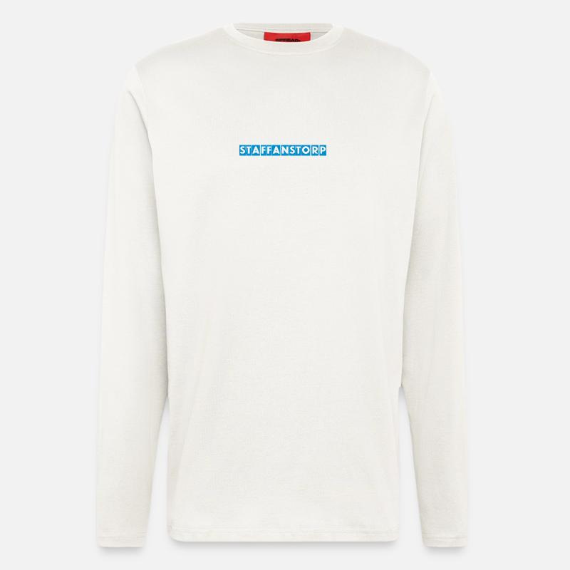 Staffanstorp – Blaues Textdesign - Langarmshirt - made by SPREAD  - OFF WHITE