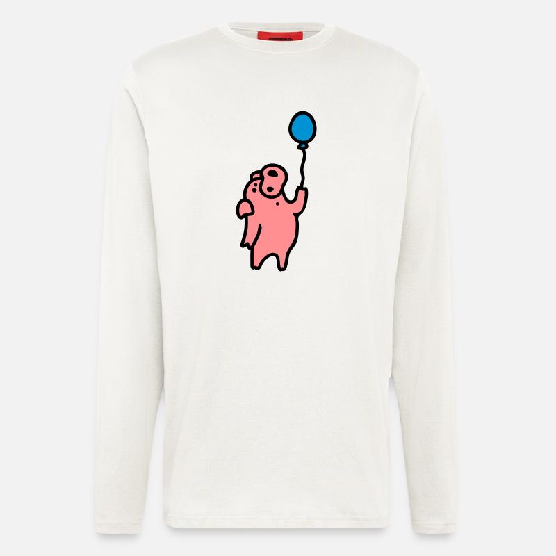 Schwein + Luftballon 3 - Langarmshirt - made by SPREAD  - OFF WHITE