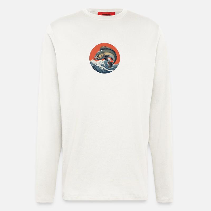 Fisch Logo Wasser im Sturm - Langarmshirt - made by SPREAD  - OFF WHITE