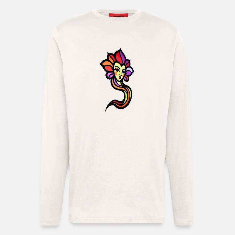 Sonnengöttin in Regenbogenfarben - Langarmshirt - made by SPREAD  - OFF WHITE