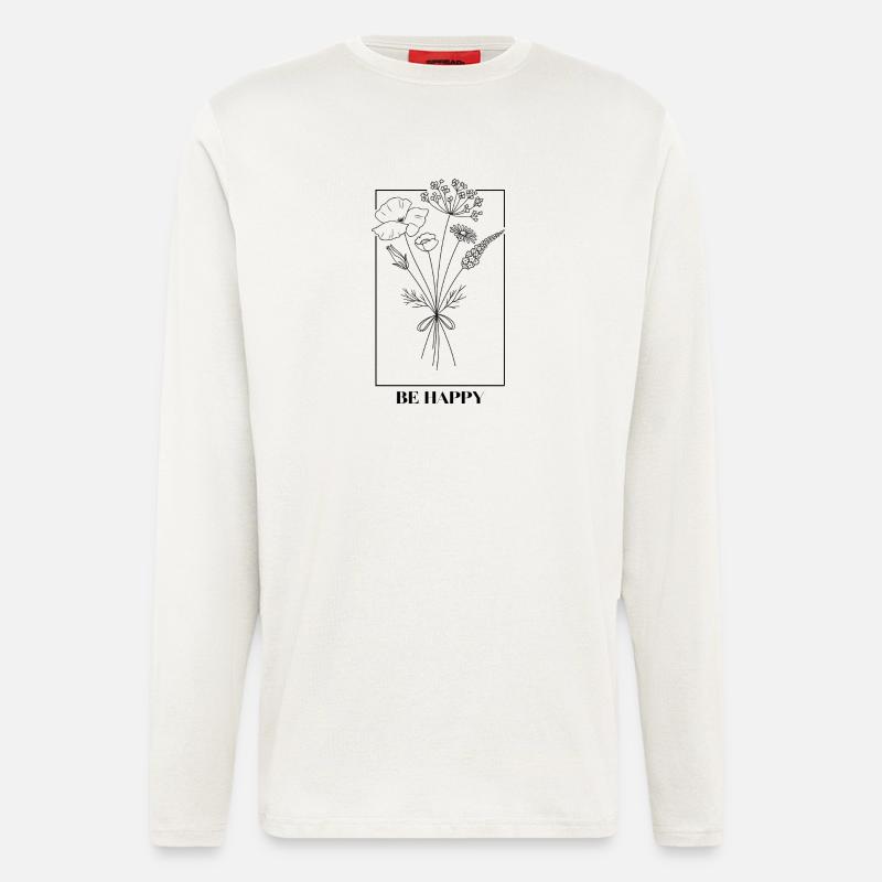 WildeBlumen Linienzeichnung - Langarmshirt - made by SPREAD - OFF WHITE