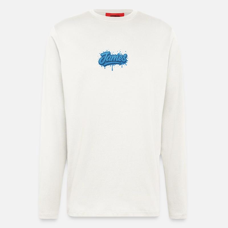Graffiti Prénom James cadeau idéal imprimable  - Manches longues bio décontracté fabriqué en UE - OFF WHITE