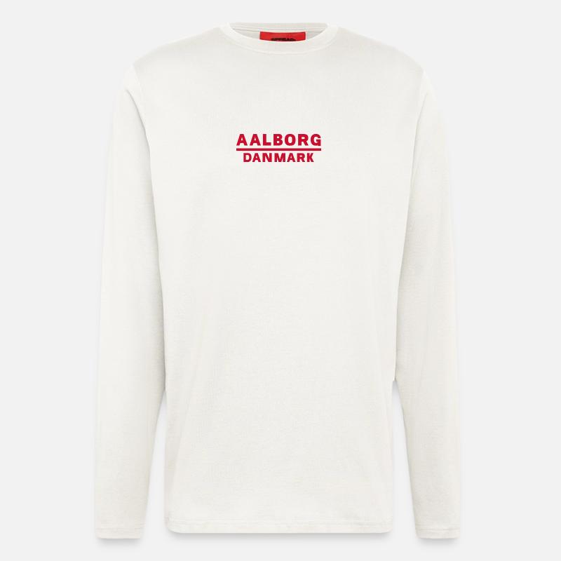 Aalborg Dänemark Rotes Textdesign - Langarmshirt - made by SPREAD  - OFF WHITE