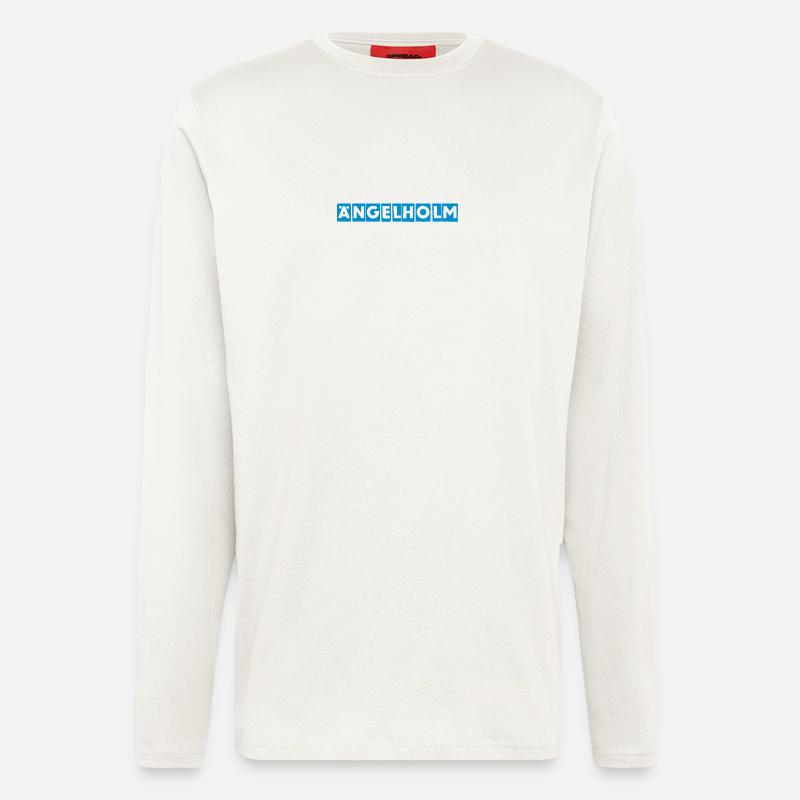 Angelholm Blue Block Text Tee - Langarmshirt - made by SPREAD  - OFF WHITE