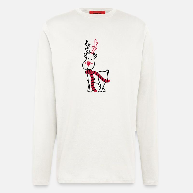 Rentier mit Schal - Langarmshirt - made by SPREAD  - OFF WHITE