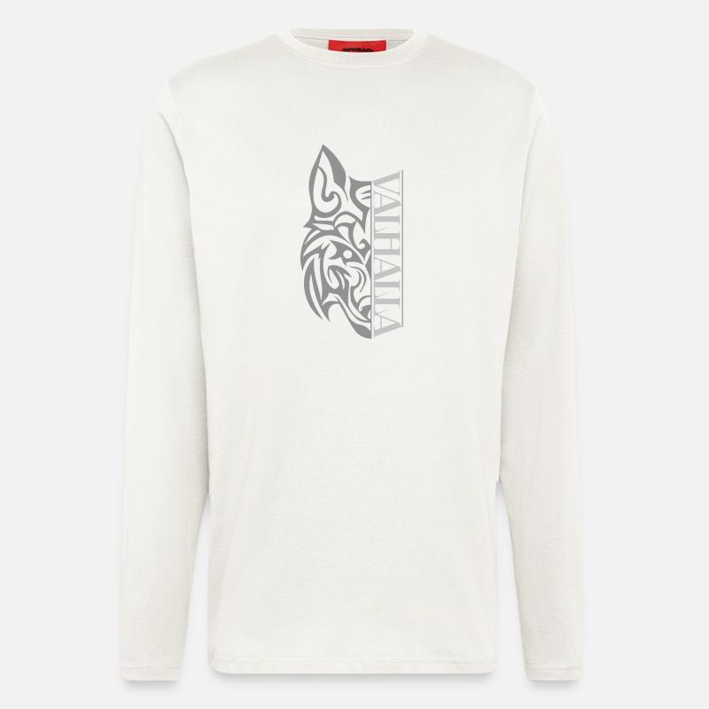 Valhalla Wolf Viking - Manches longues bio décontracté fabriqué en UE - OFF WHITE