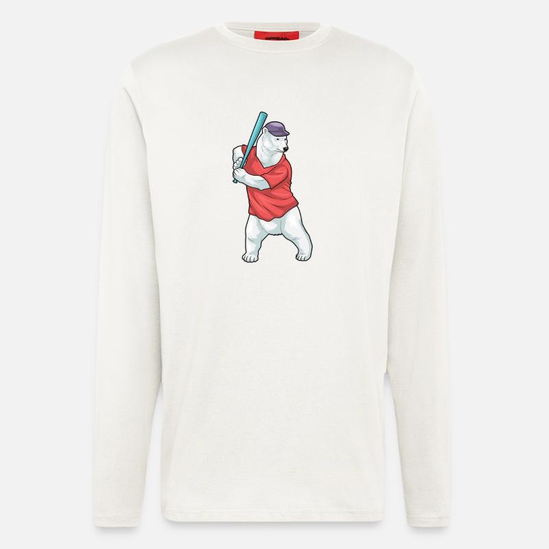 Eisbär Baseball Baseballschläger - Langarmshirt - made by SPREAD  - OFF WHITE