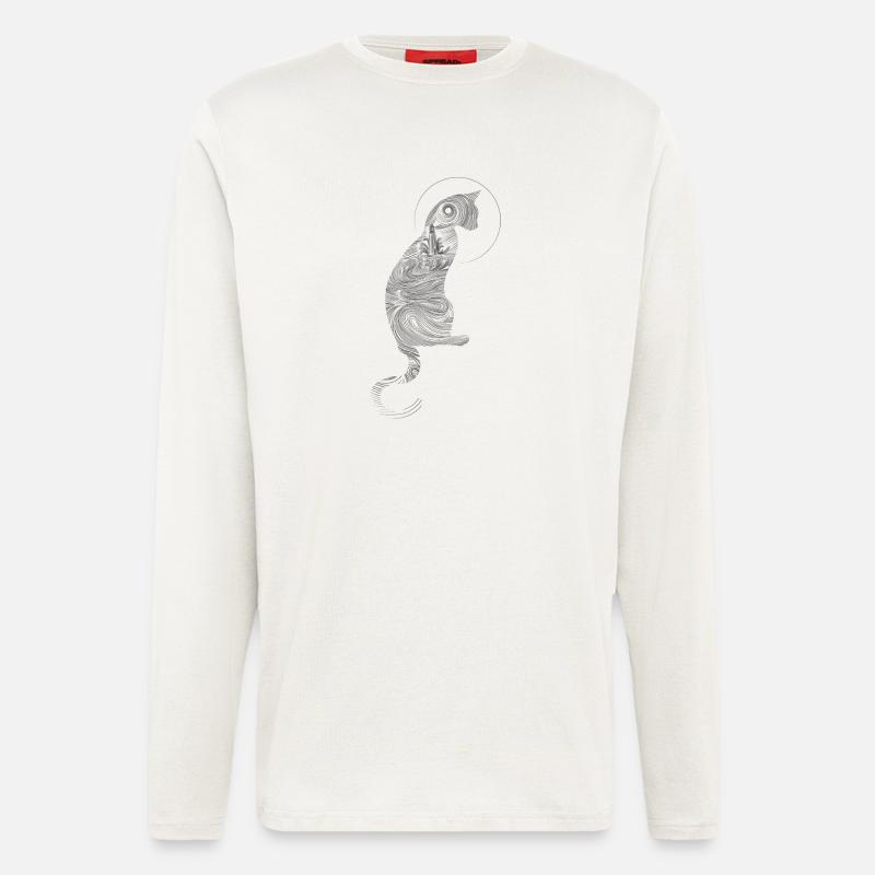 Abstrakte Katze mit Mond-Hintergrund - Langarmshirt - made by SPREAD  - OFF WHITE