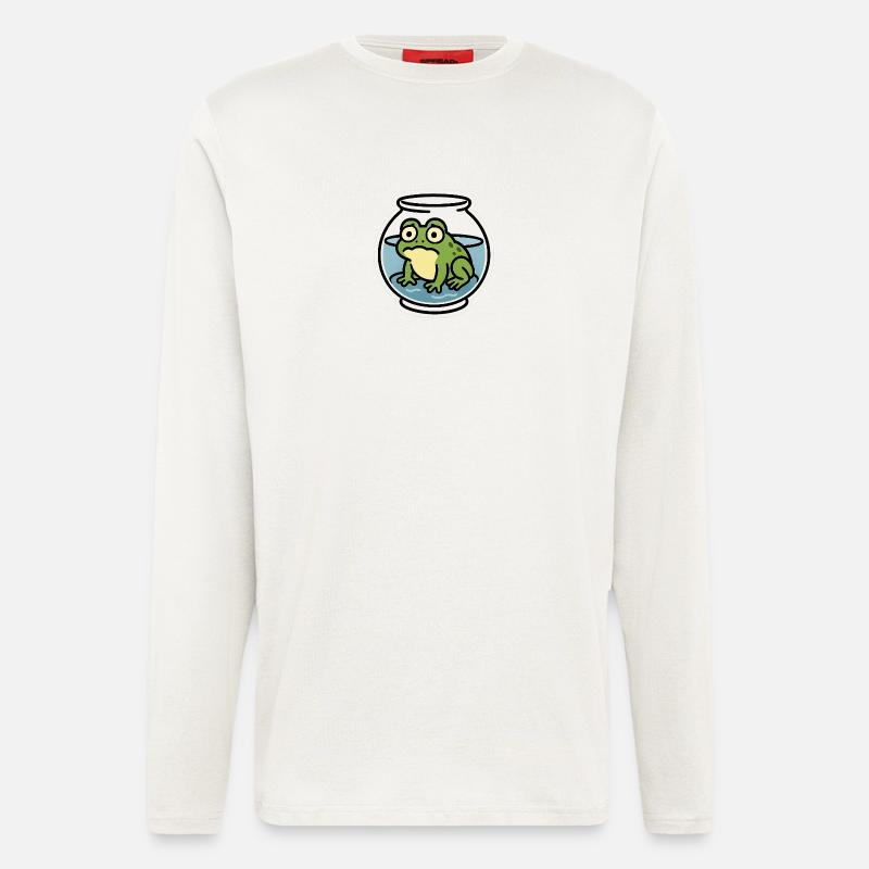 Grenouille dans un bol - Manches longues bio décontracté fabriqué en UE - OFF WHITE