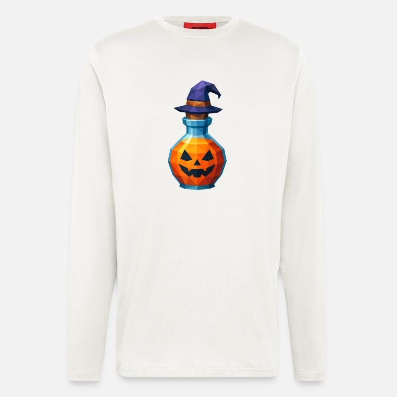 Low-Poly-Kürbis in einem Hexenfläschchen - Langarmshirt - made by SPREAD  - OFF WHITE