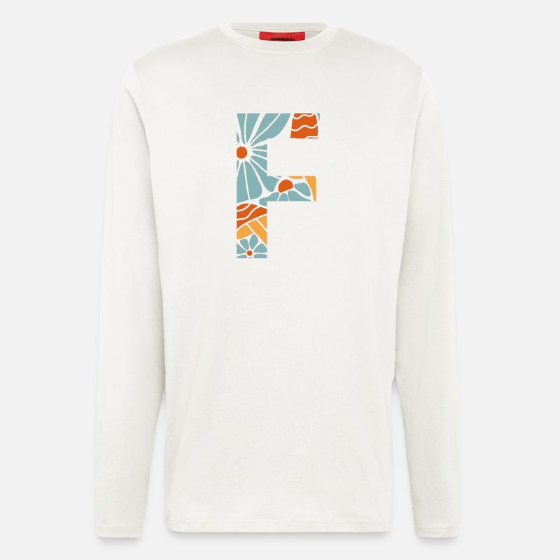 Buchstabe f groovige Blumen Geschenkidee - Langarmshirt - made by SPREAD  - OFF WHITE